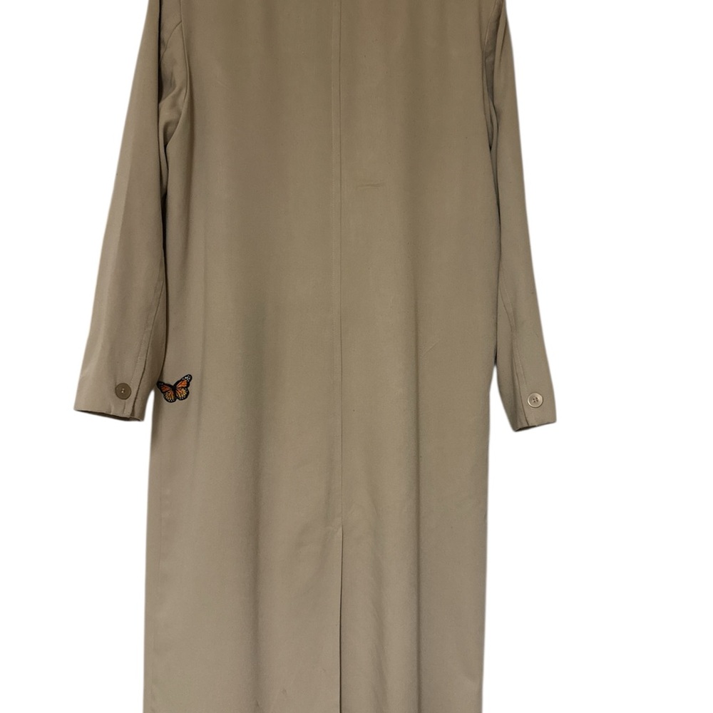 David Benjamin unique size 6 Women's Tan Long Coat with a sunflower & butterfly - Picture 2 of 12
